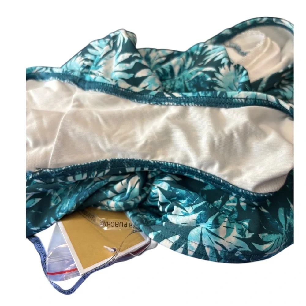 Michael Kors Women's One Shoulder Cutout Swimsuit‎ Turquoise Floral, Size 6 NWT